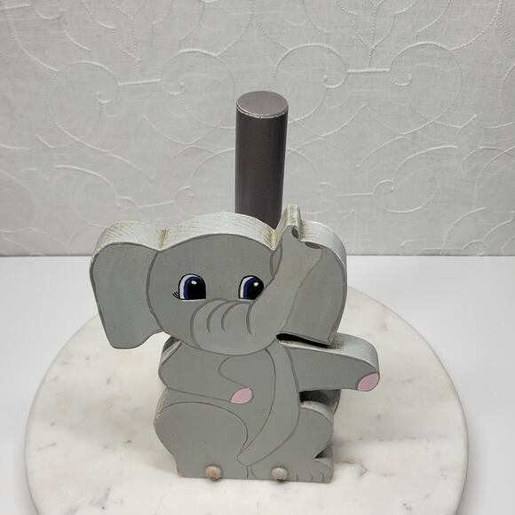 Vintage Moore's Craft Anthropomorphic Elephant Standing Paper Towel Holder Wood - Picture 5 of 16